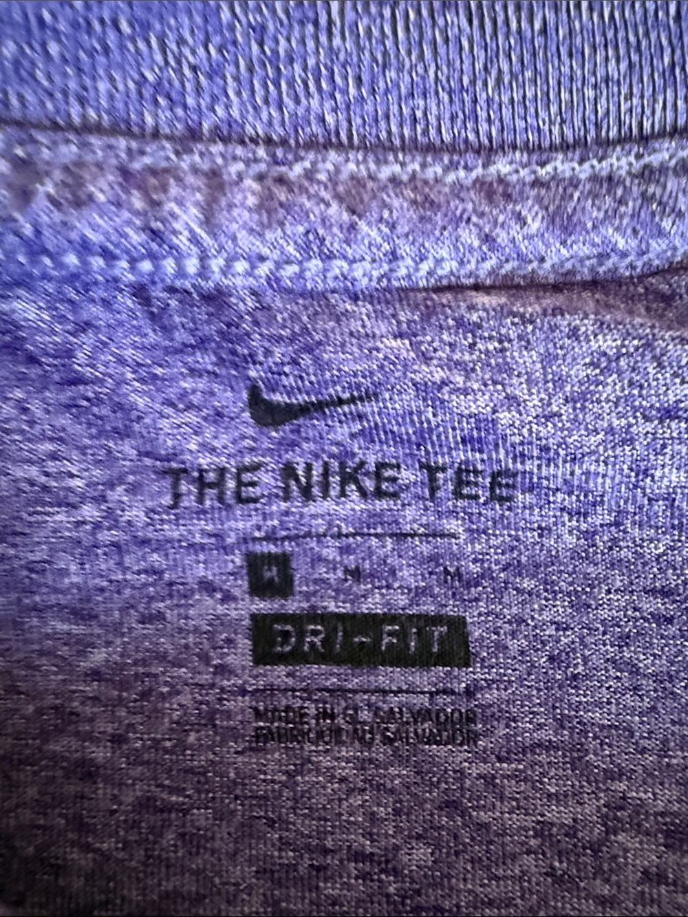 Nike Womens Heathered Purple Dri-FIT Short Sleeve Tee White Swoosh M - Picture 2 of 6